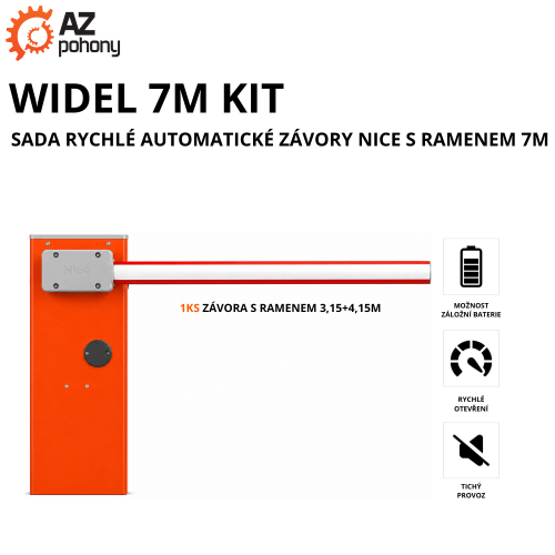 WIDEL 7M KIT - sada rychlé automatické závory Nice s ramenem 7m